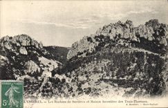 VINTAGE POSTCARD Drill Esterel rocks of Suvieres and Maison forestiere of the Three Thermal baths