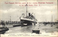 VINTAGE POSTCARD Boat Steamer Le Havre the Steamer France of the Transatlantic General Company