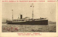VINTAGE POSTCARD Bateau Steamer has 2 propellers fast Formosa SGTM Ligne Marseilles Dakar Bresil Plata