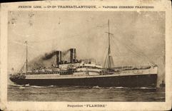 VINTAGE POSTCARD Boat Steamer Transatlantic Flanders Co Gle