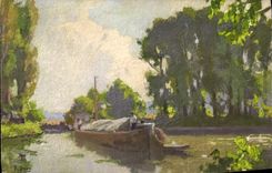 VINTAGE POSTCARD Fantasy Illustrator Raised Boat Barge