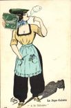 VINTAGE POSTCARD Fantasy Illustrator Lafon Woman the divided skirt In Sebasto Cigarette Tobacco