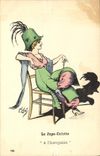 VINTAGE POSTCARD Fantasy Illustrator Lafon Woman the divided skirt With the incorayble