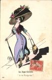 VINTAGE POSTCARD Fantasy Illustrator Lafon Woman the divided skirt In Parigotte