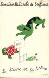 CPA Fantaisie Illustrateur Le Sourt Semaine nationale de l'enfance Le lievre et la tortue 