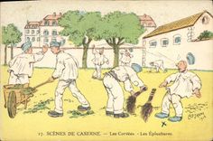 CPA Fantaisie Militaria Les corvees Les epluchures 