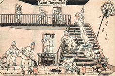 VINTAGE POSTCARD Militaria Fantasy Before the inspection