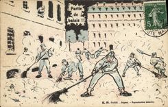 CPA Fantaisie Militaria Partie de balais 