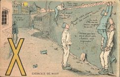 VINTAGE POSTCARD Fantasy Militaria Exercise of night