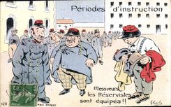 VINTAGE POSTCARD Fantaisie Militaria Periods of instruction the reservists are teams