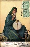 CPA Folklore Egypt Egypte Joun native smoking the water pipe Tabac