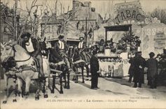 VINTAGE POSTCARD Aix Folklore in Provence Corso Tank of the huge joke Tobacco Horses Horse Carnival
