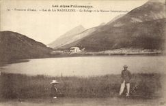 CPA Frontiere d'Italie Lac de la Madeleine Le refuge et la maison internationale 
