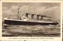 CPA Bateau Paquebot SS France Havre New York 