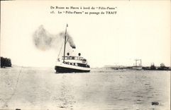 CPA Bateau De Rouen au Havre a bord du Felix Faure au passage du Trait 