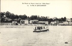 CPA Bateau De Rouen au Havre a bord du Felix Faure Le bac de Quilleboeuf 