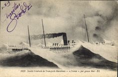 VINTAGE POSTCARD Boat Steamer France by heavy sea