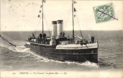 VINTAGE POSTCARD Dieppe Boat France on the open sea