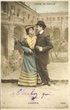 VINTAGE POSTCARD Fantasy Woman Language of umbrella