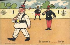 VINTAGE POSTCARD Militaria Section Halt