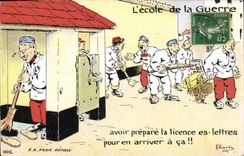 CPA Militaria L'ecole de la guerre Licence es lettre
