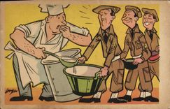 CPA Militaria la soupe