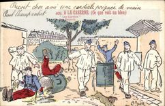 CPA Militaria A la caserne Ce que voit un bleu