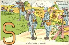 CPA Militaria Services en campagne 