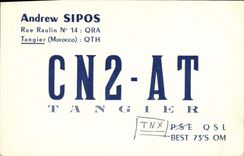 VINTAGE POSTCARD Telegraphy Andrew Sipos Street Raulin Tangier Morocco CN2 - AT Tangier