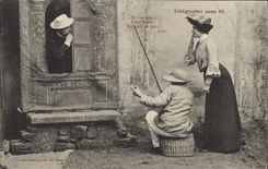 VINTAGE POSTCARD Wireless telegraphy Woman