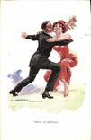 VINTAGE POSTCARD Folklore Dances lifting