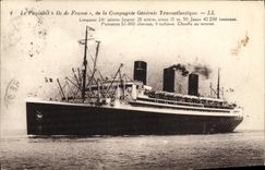CPA Bateau Paquebot Ile de France de la Compagnie Generale Transatlantique 