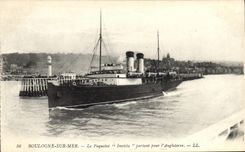 CPA Bateau Paquebot Invicta partant pour l'Angleterre Boulogne sur Mer