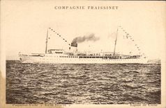VINTAGE POSTCARD Boat Steamer Yacht Corsica Fraissinet Lines of Corsica