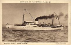 CPA Bateau Paquebot Yacht Ile de Beaute Fraissinet Lignes de Corse