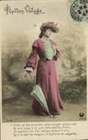 VINTAGE POSTCARD Fantasy unsteady Woman Butterfly