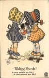 VINTAGE POSTCARD Fantasy Illustrator Children Making Friends