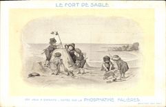CPA Fantaisie Illustrateur Le port de sable Phosphatine Fallieres Les jeux d'enfants
