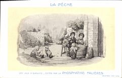 CPA Fantaisie Illustrateur La peche Phosphatine Fallieres Les jeux d'enfants