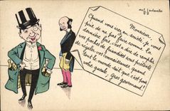 VINTAGE POSTCARD Fantasy Illustrator Man out of hat