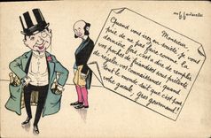 CPA Fantaisie Illustrateur Homme en chapeau