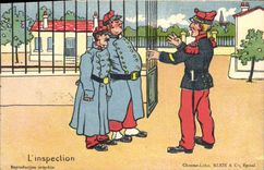 VINTAGE POSTCARD Militaria the inspection