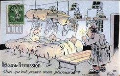 VINTAGE POSTCARD Militaria Return of permission