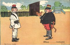 VINTAGE POSTCARD Militaria Allez break