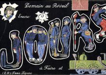 VINTAGE POSTCARD Militaria Tomorrow with the alarm clock