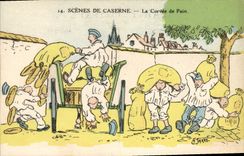 VINTAGE POSTCARD Militaria corveee Jarry the bread