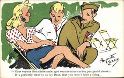 CPA Militaria Flirt Femme
