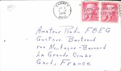 Telegrafía W8HVU Cortland Ohio de la POSTAL de la VENDIMIA los E.E.U.U.