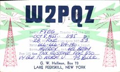 Lago Peekskill Nueva York telegraphy W2PQZ Hellman de la POSTAL de la VENDIMIA
