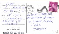 Camino Cleveland Ohio de la telegrafía W8BF Cleveland Ohio Baumgardner Lorain de la POSTAL de la VENDIMIA